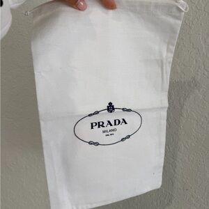 Prada White Drawstring Dust Bag with Navy Logo